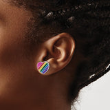 Sterling Silver Children’s Rainbow Heart Stud Earrings