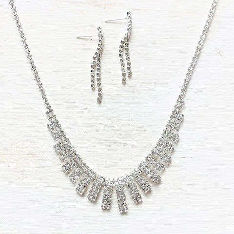 Fashion Silver Tone Rhinestone Necklace Set