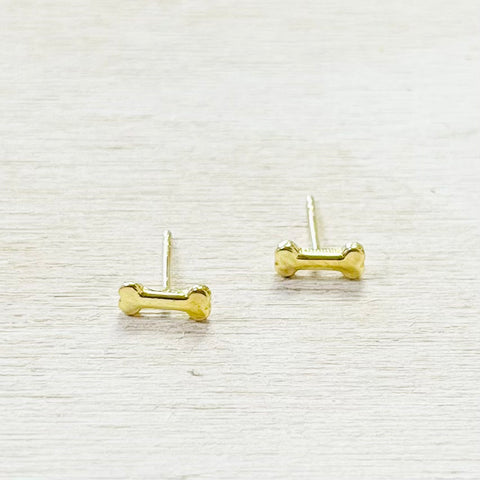 Sterling Silver Gold Plated Dog Bone Studs