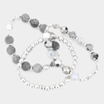 Fashion Silver Tone 3 Piece Stretch Bracelet Set