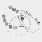 Fashion Silver Tone 3 Piece Stretch Bracelet Set