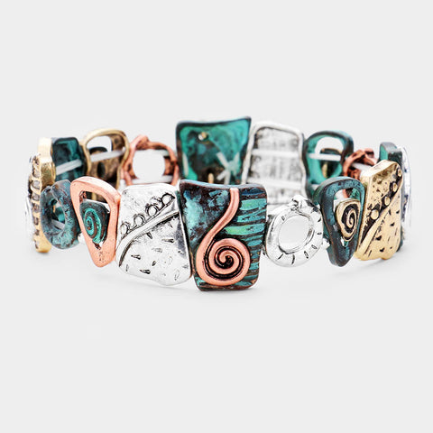 Fashion Tri Tone Stretch Bracelet
