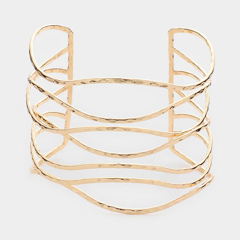Fashion Gold Tone Split Metal Cuff