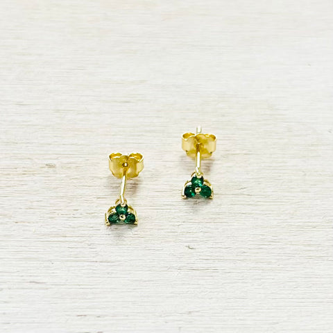 Sterling Silver Gold Plated Green Studs