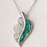 Wild Pearle Abalone Filigree Feather Necklace