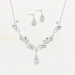 Fashion Silver Tone Rhinestone Teardrop Necklace Set