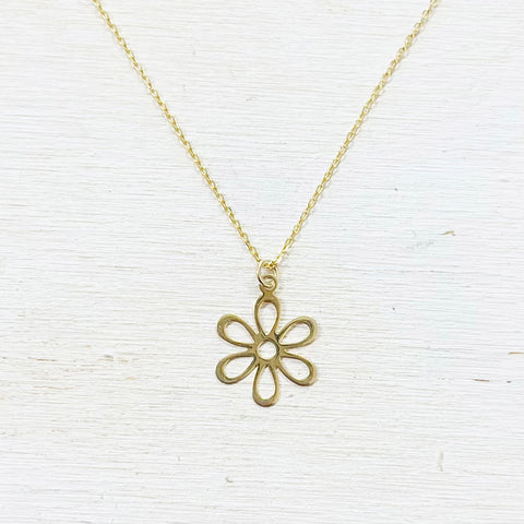 Sterling Silver Gold Plated Flower Necklace