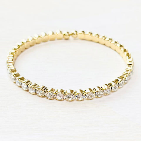 Fashion Gold Tone Rhinestone Flexible Bangle