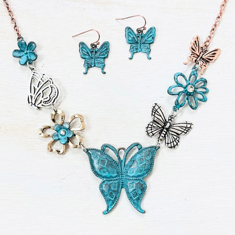 Fashion Multi Color Butterfly Necklace Set
