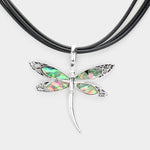 Fashion Abalone Dragonfly Cord Necklace Set