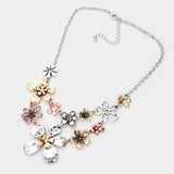 Fashion Tri Color Flower Necklace Set
