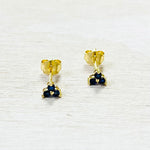 Sterling Silver Gold Plated Blue Studs