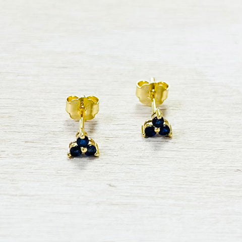 Sterling Silver Gold Plated Blue Studs