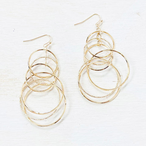 Fashion Gold Tone Multi Layered Circle Earrings