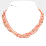 Fashion Multi Layered Pink Beaded Necklace