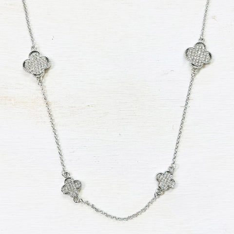 Fashion Silver Tone Clover Necklace