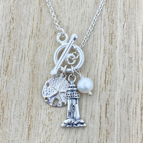 Sterling Silver Lighthouse Toggle Necklace