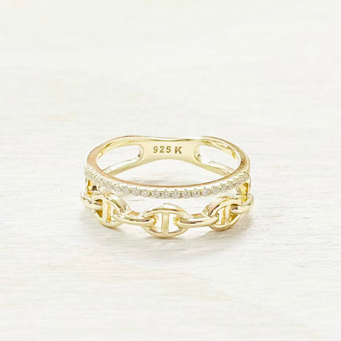 Sterling Silver Gold Plated CZ Ring