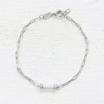 Sterling Silver White Stone Link Bracelet