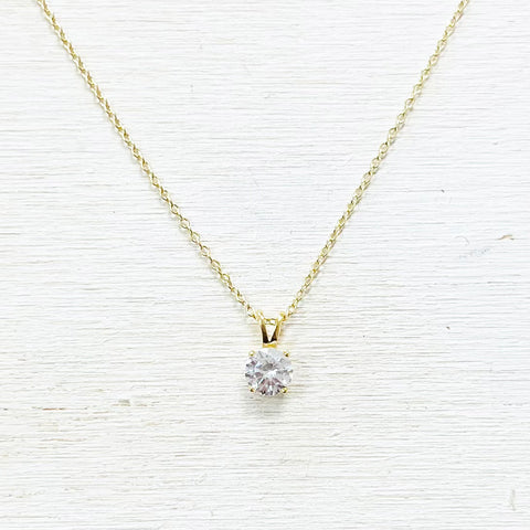 Sterling Silver Gold Plated CZ Necklace
