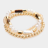Fashion Gold Tone 3 Piece Stretch Bracelet Set