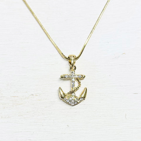 Fashion Gold Tone Anchor Necklace