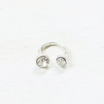 Fashion Double Clear Round Stone Open Ring