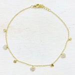 Sterling Silver Gold Plated CZ Heart Anklet