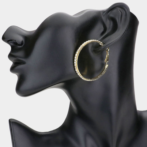 Fashion Gold Tone Rhinestone Hoops