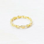 SS w/ Gold Plating Twist CZ Ring