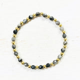 Gold Plated Beaded Stone Stretch Bracelet(Multiple Colors Available)