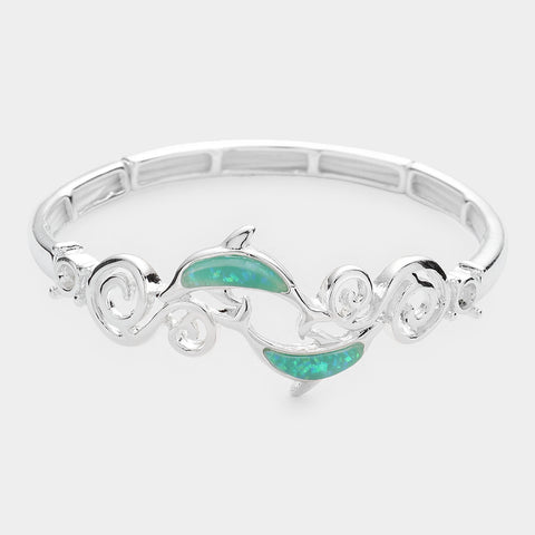 Fashion Glitter Dolphin Stretch Bracelet