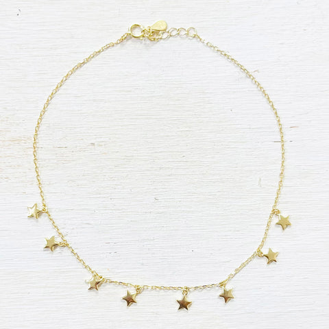 Sterling Silver Gold Plated Star Anklet