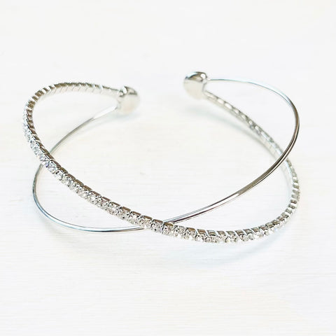 Fashion Silver Tone Criss Cross Cuff
