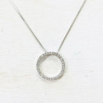 Fashion Silver Tone Rhinestone Circle Necklace