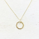 Sterling Silver Gold Plated Twisted Circle Necklace
