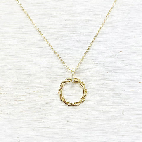 Sterling Silver Gold Plated Twisted Circle Necklace