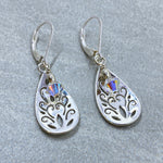Sterling Silver Filigree Crystal Earrings
