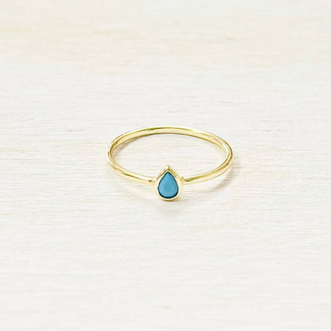 Sterling Silver Gold Plated Turquoise Teardrop Ring