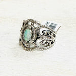 Sterling Silver Estate Ring with Center Opal Stone