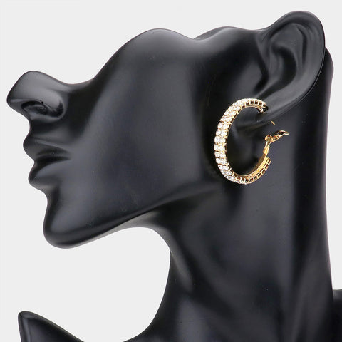 Fashion Gold Tone Rhinestone Hoops
