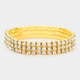 Fashion 3 Row Rhinestone Stretch Bracelet