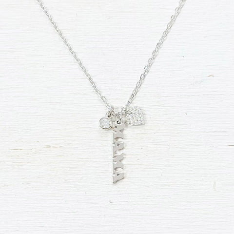 Sterling Silver Mama Charm Necklace