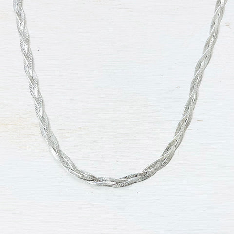 Sterling Silver Estate Braid Long Necklace