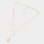 Fashion Gold Tone Pearl and Compass Layered Necklace