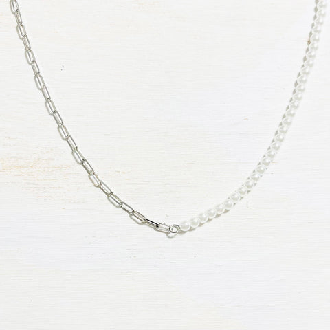 Fashion Silver Tone Pearl Necklace