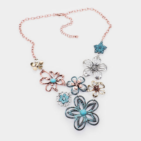 Fashion Multi Color Chunky Flower Necklace Set
