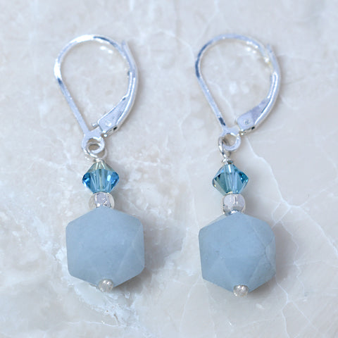 Sterling Silver Aquamarine and Crystal Earrings