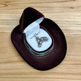 Fashion Silvertone Horse Head Necklace with Brown Hat Keepsake Box