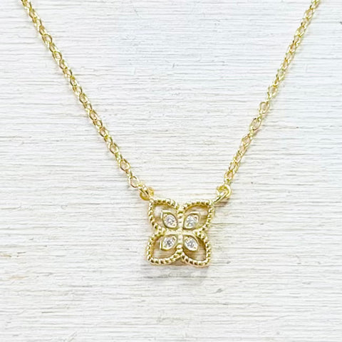 Sterling Silver Gold Plated CZ Necklace